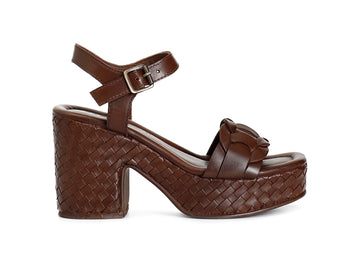 CafèNoir donna sandalo gilda in pelle zeppa fasciata intreccio Marrone C1HL1051-M012