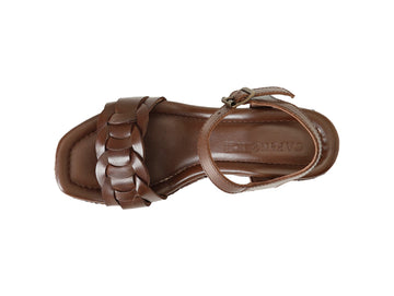 Brown CafèNoir Women's Sandal with Woven Platform