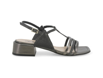Melluso Sandali Eleganti Tacco Basso in Tessuto Laminato Nero K35156W-234044