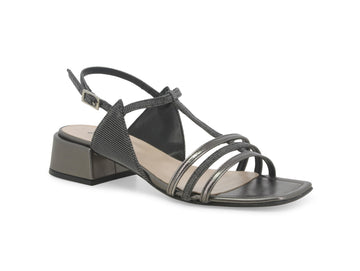 Melluso Elegant Low Heel Sandals in Laminated Fabric