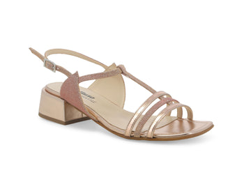 Melluso Elegant Low Heel Sandals Laminated Fabric Upper