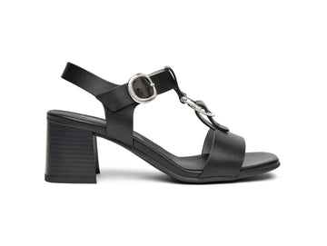 NeroGiardini Sandali Donna in Pelle Nera con Anelli Metallici E615870D-100