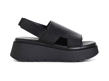 CafèNoir Donna Sandalo Zeppa mono Fascia in Pelle Nera C1HP1020-N001