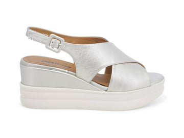 Melluso Sandali 2 Fasce incrociate con Zeppa Tomaia Pelle Platino R80535-223759