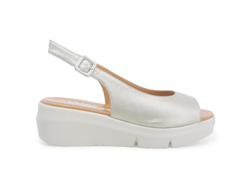 Melluso Sandali Donna Suola Zeppa Tomaia Pelle Metallizzata Oro Platino R80421W-234589