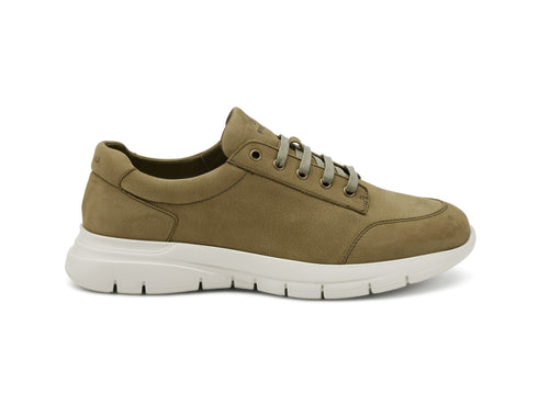 Frau Uomo Scarpa Stingata Bassa Estiva Tomaia Pelle Verde Militare 09F2-planet
