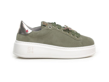 Gio+ PIA232 Scarpe Made in Italy Gioiello Cuore Tomaia Camoscio Verde Salvia PIA232A
