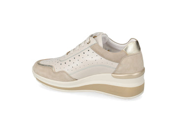 Valleverde Sneaker Donna in Pelle Panna e Suede Taupe