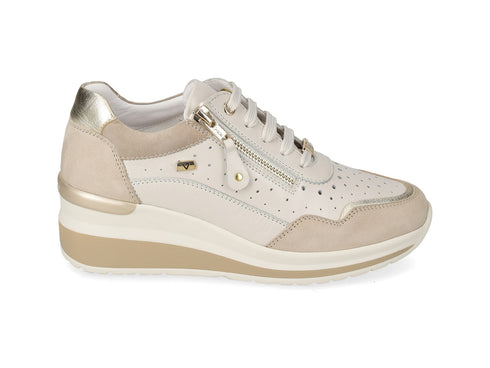 Valleverde Sneaker Donna in Pelle Panna e Suede Taupe VVCA153W