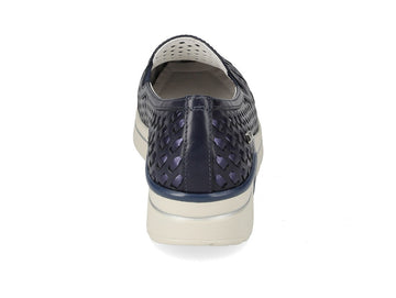 Valleverde Women's Navy Blue Perforated Leather Wedge Slip-on