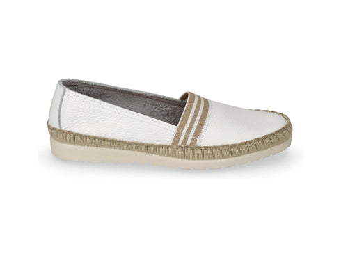 Valleverde Scarpa Donna Slip-on in Pelle Bianca con Profilo in Corda 61103