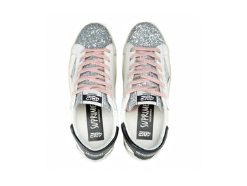 4B12 Spring Summer Women's Suprime Glitter and Leather Sneakers
