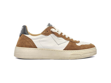4B12 Hyper Uomo Sneakers Made in Italy Tomaia Pelle Bianco Camoscio Marrone U940