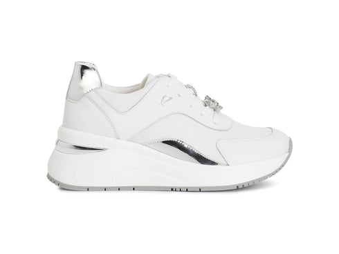 CafèNoir Sneaker Running con Dettagli Argento e Gioielli Removibili Bianco C1DN9500-W001