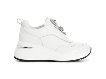 CafèNoir Donna Slip-on Gioiello Zeppa Tomaia Pelle Bianca C1DN1085-W001