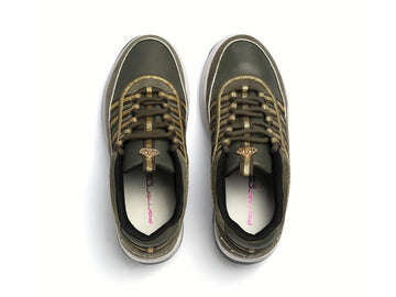 Fornarina Scarpe UP Lacci Platform Camoscio Tessuto Army Gold