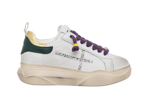 Gio+ Sneakers Giada con Palline Passalaccio Tomaia Pelle Bianca