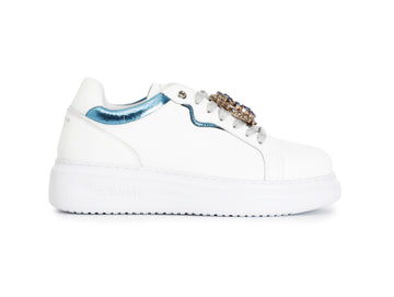 CafèNoir Donna Sneakers Stringate Accessori Gioiello Tomaia Pelle Bianca C1DE1013-W028