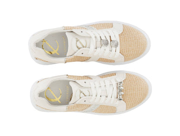 CafèNoir Jewel Shoes Lace-ups Microstrass Raffia Upper