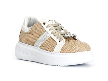 CafèNoir Jewel Shoes Lace-ups Microstrass Raffia Upper