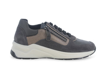 Melluso Sneakers with Laces and Zip in Gray Suede