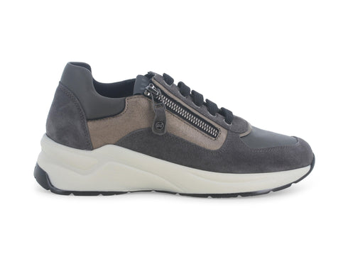 Melluso Sneakers with Laces and Zip in Gray Suede