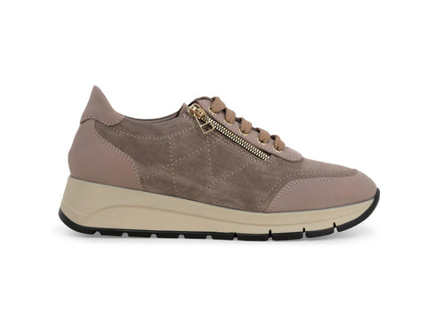 Melluso Sneaker Comfort Donna Beige in Pelle e Camoscio con Zip R25093-251974