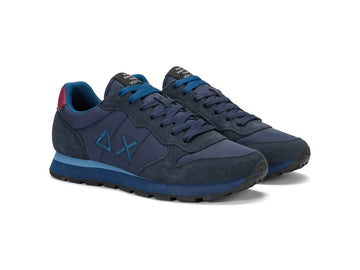 SUN68 Men's Sneakers Tom Solid Navy Blue and Burgundy