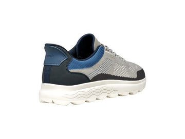 Geox Men's Spherica Plus Light Grey and Navy Sneakers