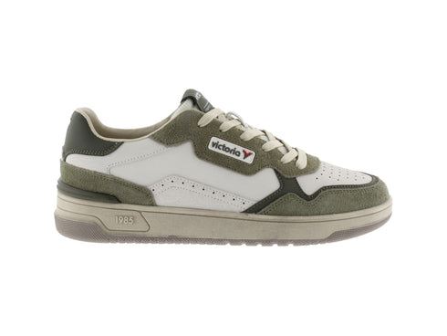Victoria Sneakers Uomo Stringate Color Block C80 Tomaia Pelle Bianco Verde 800120