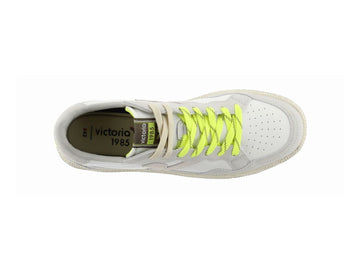Victoria Sneaker Uomo Smash Sport Vintage Bianco e Fluo