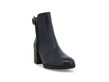 Melluso Women's Elegant Navy Blue Leather Ankle Boot with Heel