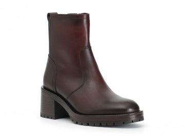 CafèNoir Ankle Boots with Zip Wide Heel Leather Upper