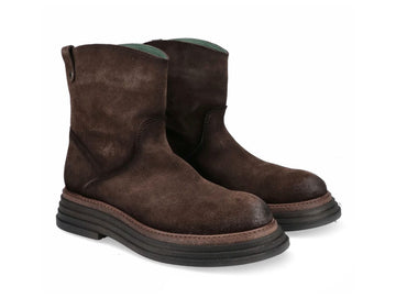 Felmini Women's Winter Suede Biker Boots in Dark Brown
