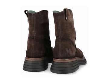 Felmini Women's Winter Suede Biker Boots in Dark Brown
