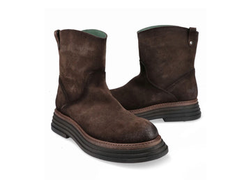 Felmini Women's Winter Suede Biker Boots in Dark Brown
