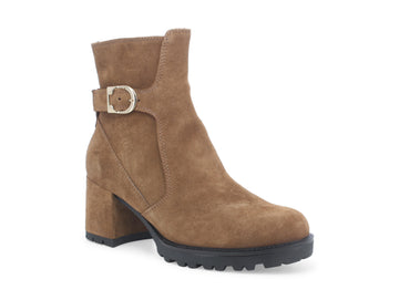 Melluso Zip Ankle Boots with Decorative Buckle Suede Leather Upper