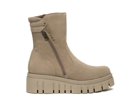 NeroGiardini Donna Stivaletti Platform in Suede Beige con 2 Zip i514914d