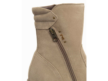 NeroGiardini Women's Beige Suede Platform Ankle Boots with 2 Zips