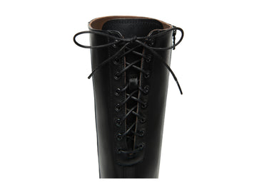 NeroGiardini Women's High Boots in Black Leather with Back Laces