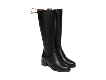 NeroGiardini Women's High Boots in Black Leather with Back Laces