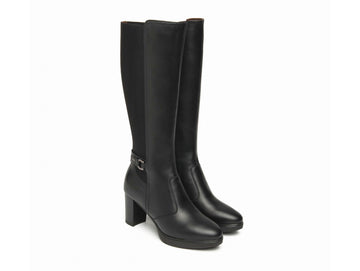 NeroGiardini High Heel Stretch Leather and Fabric Boots