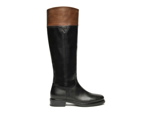 NeroGiardini Stivali Alti Donna in Pelle Bicolore Nero/Cuoio I514701D-100
