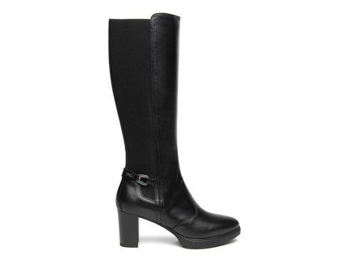NeroGiardini Stivali Alti Donna in Pelle e Tessuto con Plateau I617940D-100