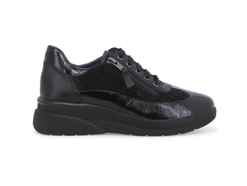 Melluso Donna Scarpe Basse con Lacci e Zip Tomaia Camoscio Nero K55438-238388
