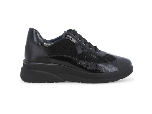 Melluso Donna Scarpe Basse con Lacci e Zip Tomaia Camoscio Nero K55438-238388