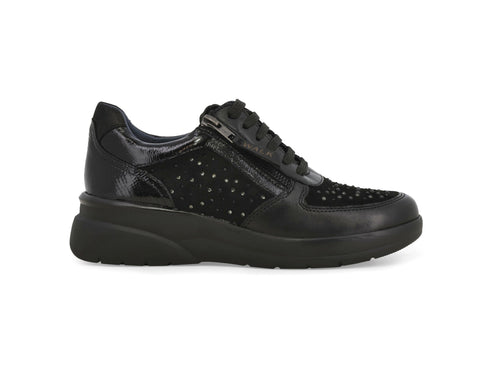 Melluso Calzatura Comfort Nera con Zip e Strass Tono su Tono K55452-250737