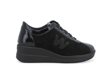 Melluso Donna Stringate Comfort Zeppa Tomaia Camoscio Nero R25642W-239935