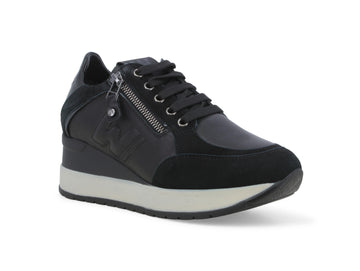 Melluso Wedge Zipper Shoes with Laces Leather Suede Upper
