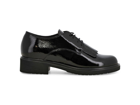 Melluso Stringata Casual Nera in Vernice con Frangia e Tacco R35503Z-252144
